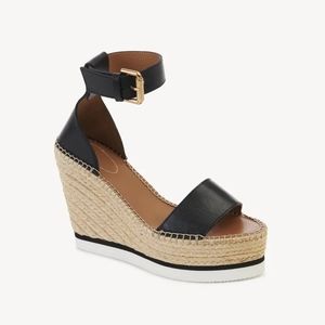 See By Chloe Black and Tan Wedge Heels